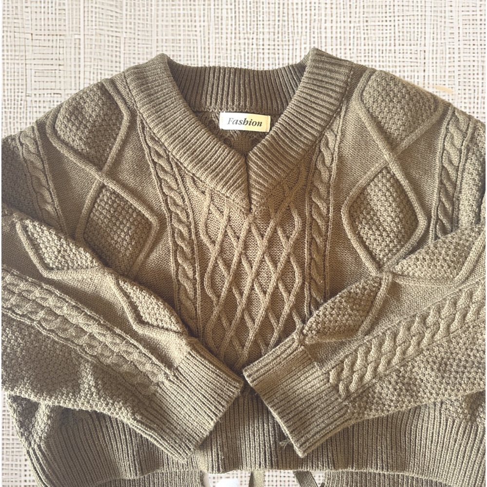 Olive Green Baggy Cropped Sweater